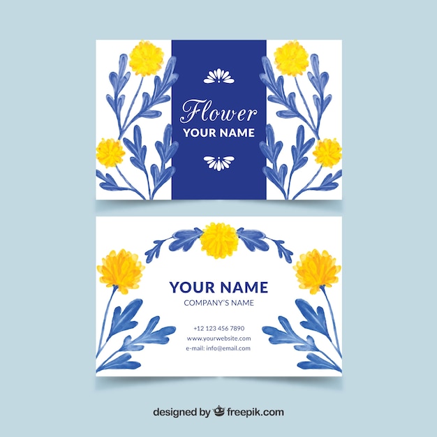 Free vector vintage card of yellow watercolor flowers