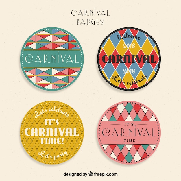 Vettore gratuito etichetta di carnevale d'epoca / collezione di badge