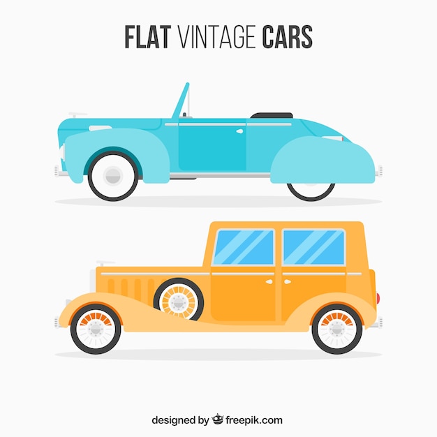 Vintage cars set in flat design