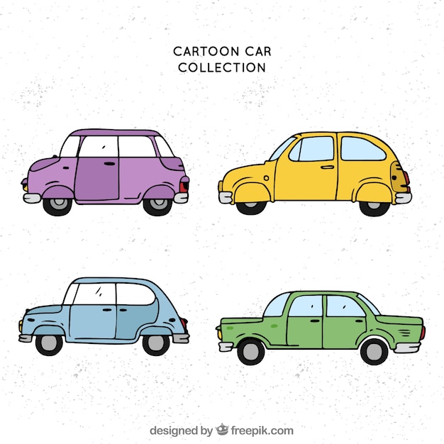 Free vector vintage cars with hand drawn style