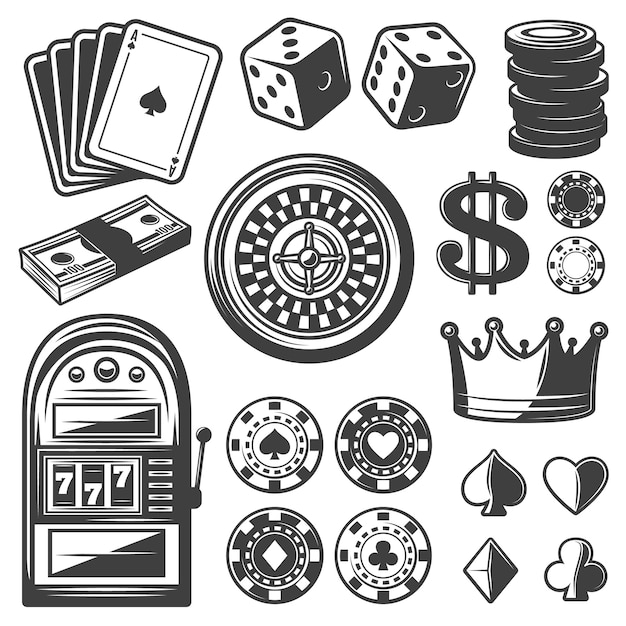 Набор старинных элементов казино