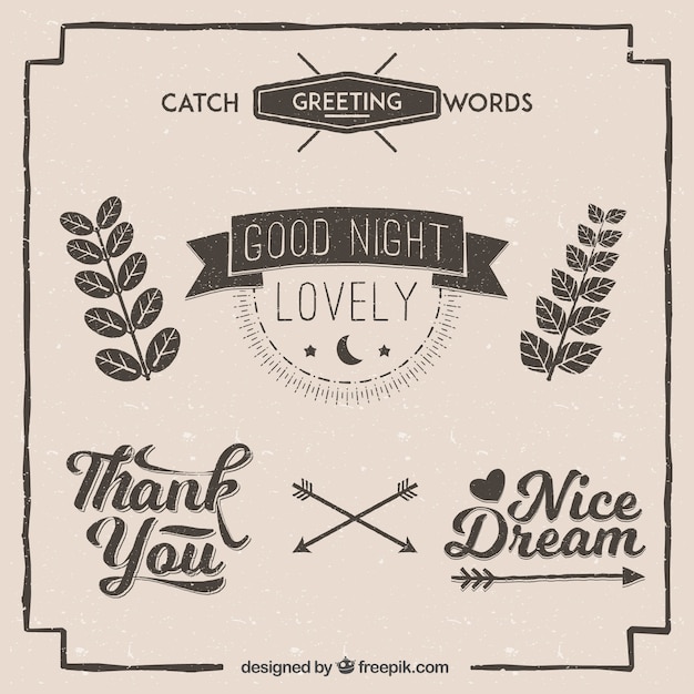 Vintage catch greeting words pack