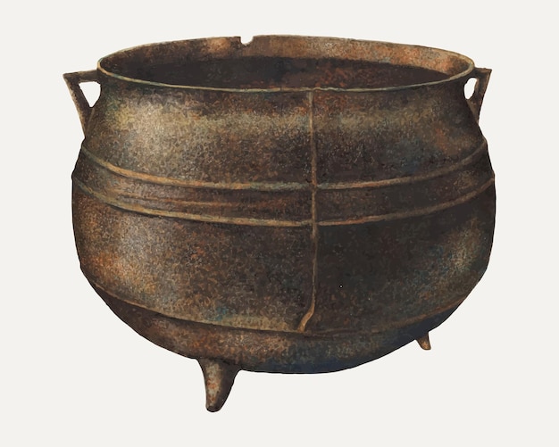 Vintage cauldron illustration vector, remixed from the artwork by edward albritton