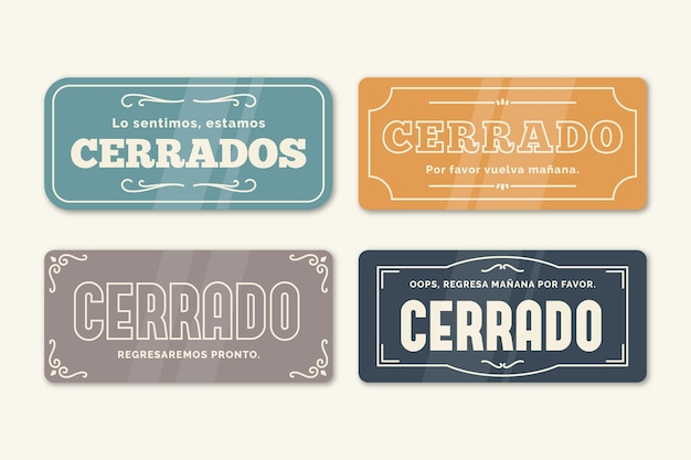 Free vector vintage cerrado signboard collection