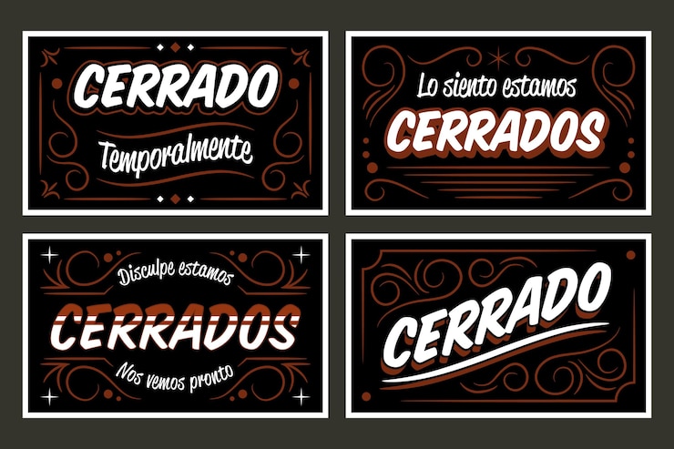 Free Vector vintage cerrado signboard set