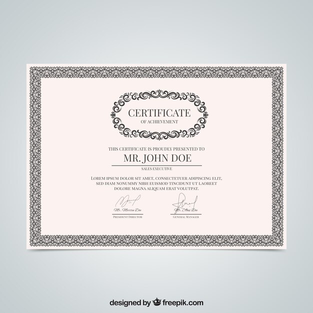 Vintage certificate in classic style