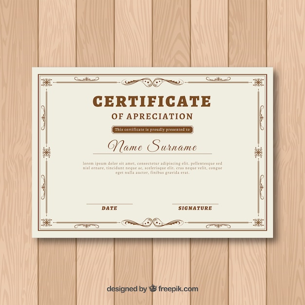 Free vector vintage certificate template