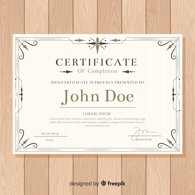 Free vector vintage certificate template