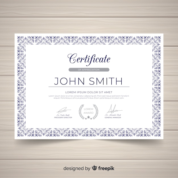 Free vector vintage certificate template