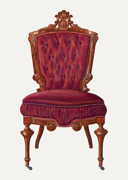 Vintage chair vector illustration, remixed from the artwork by Frank Wenger