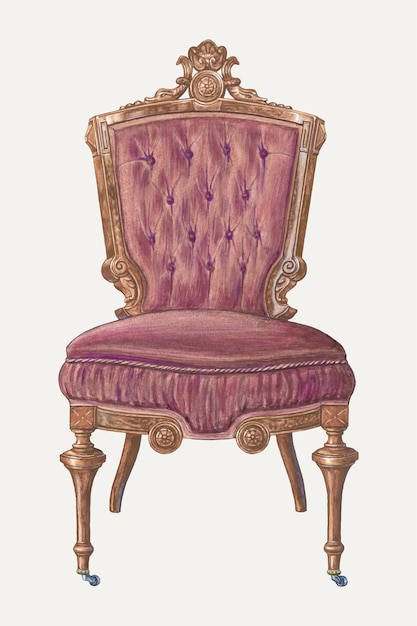 Vintage chair vector illustration, remixed from the artwork by Frank Wenger