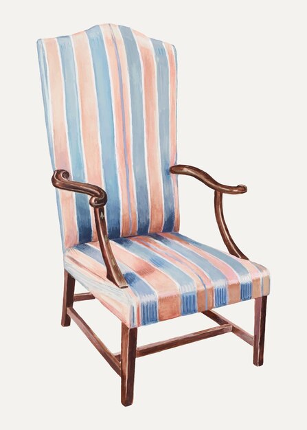 Henry Granet의 작품에서 리믹스된 빈티지 의자 벡터 일러스트레이션