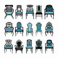 Free vector vintage chairs collection