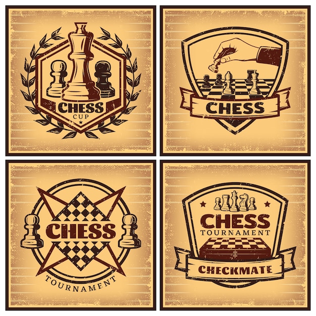 Free vector vintage chess tournament posters