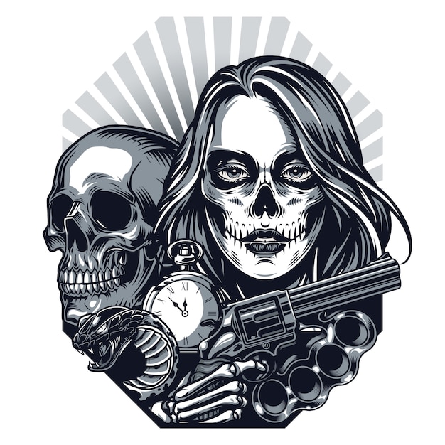 Vintage chicano style tattoo concept