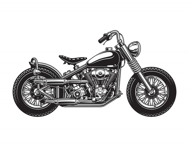 Бесплатное векторное изображение Винтажный чоппер мотоцикл вид сбоку