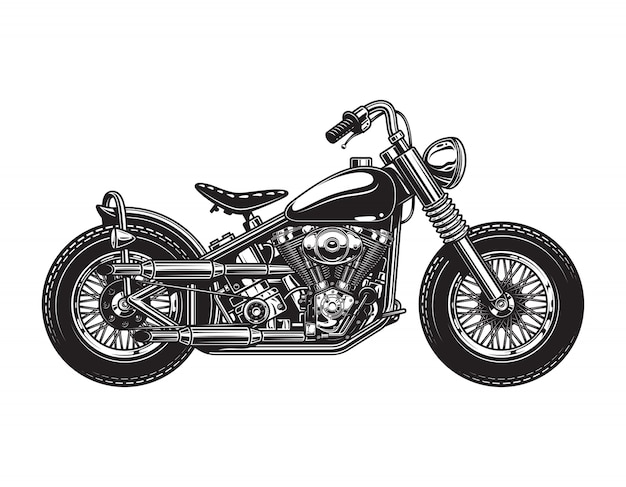 Vintage chopper motorcycle side view template