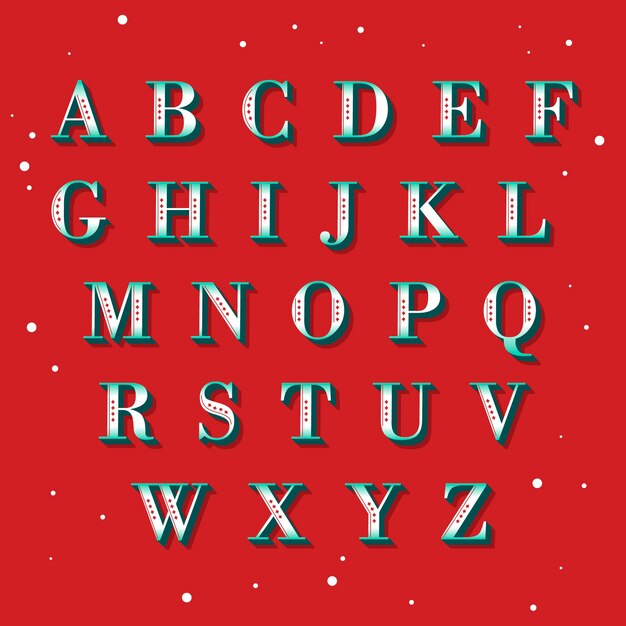 ビンテージクリスマスアルファベットイラスト