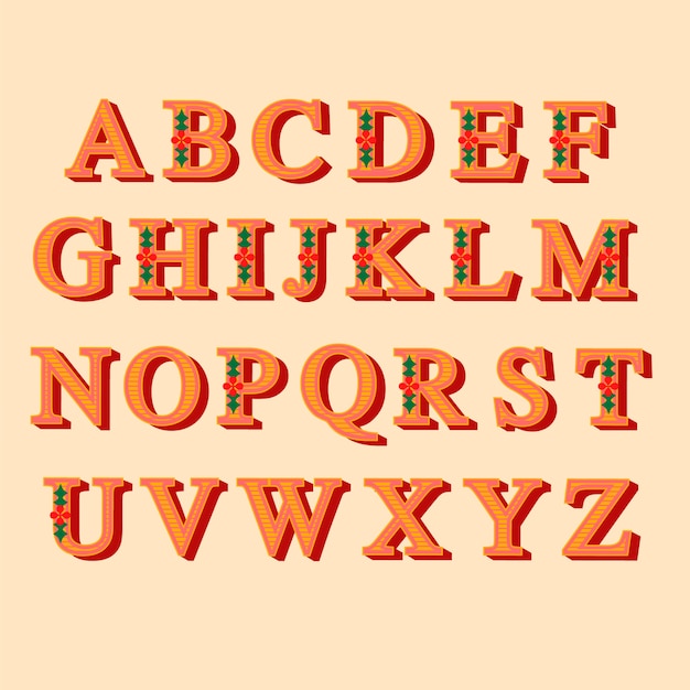 Vintage christmas alphabet pack