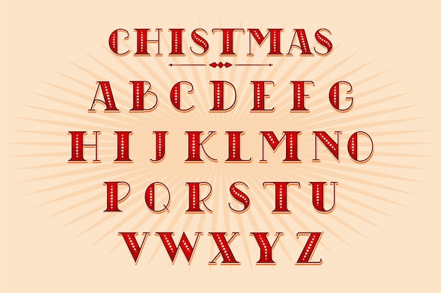 無料ベクター ビンテージクリスマスアルファベットパック