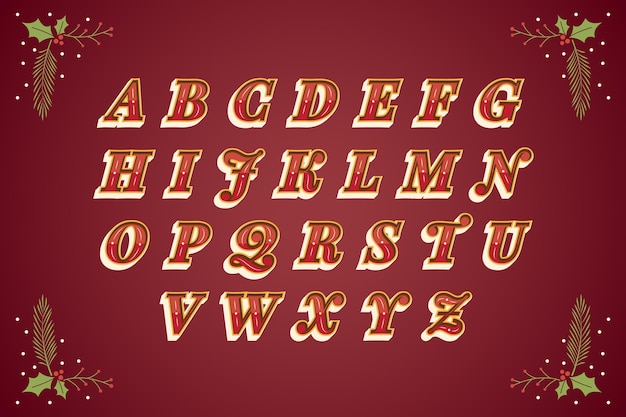 Free vector vintage christmas alphabet