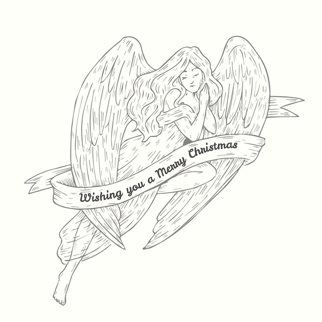 Free Vector vintage christmas angel illustration