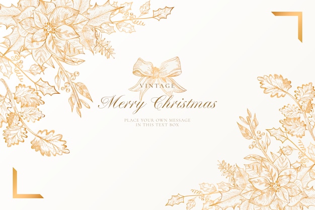 Vintage Christmas Background with Golden Nature