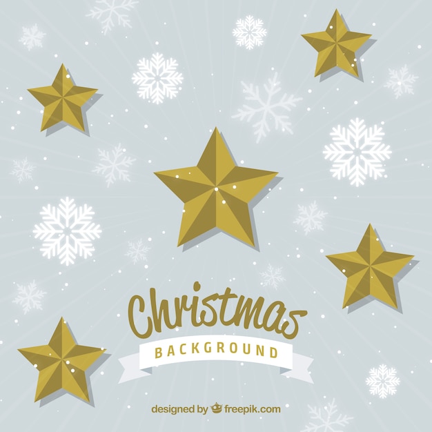 Free vector vintage christmas background with stars and snowflakes
