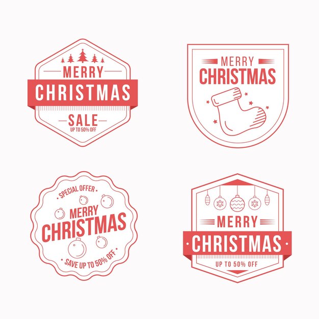 Free vector vintage christmas badge collection