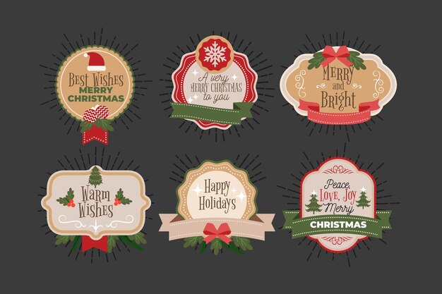 Free vector vintage christmas badge collection