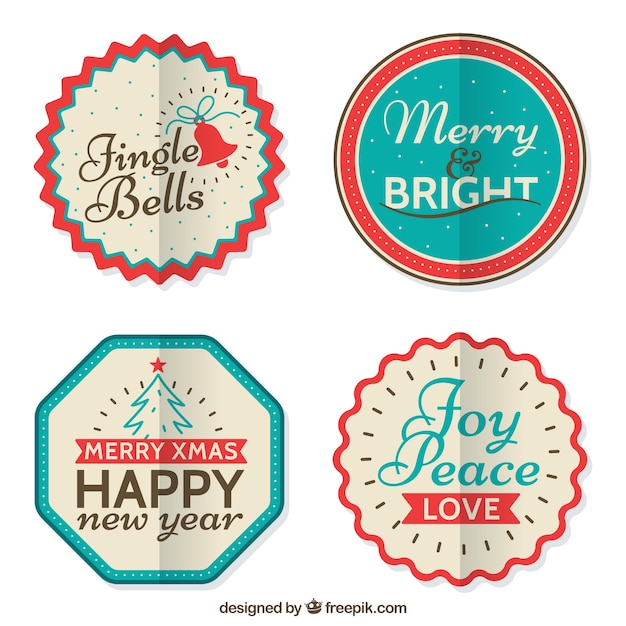 Free vector vintage christmas badges