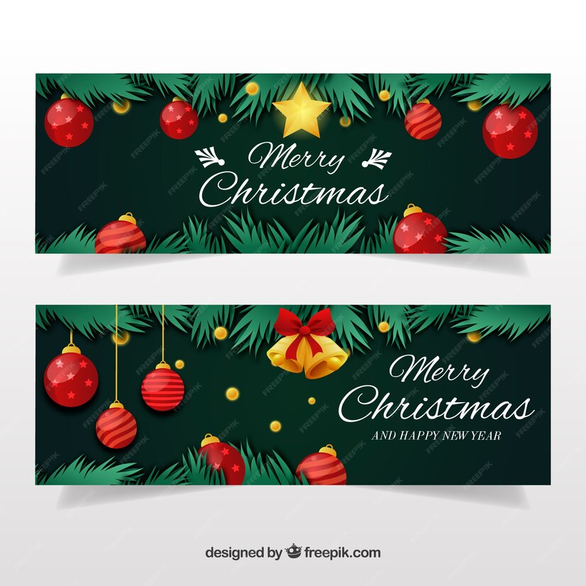 Free Vector | Vintage christmas banners