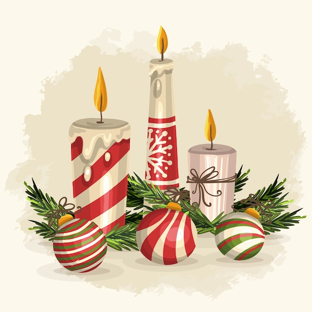 Free vector vintage christmas candle background