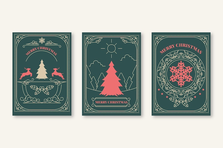 Free Vector vintage christmas cards collection
