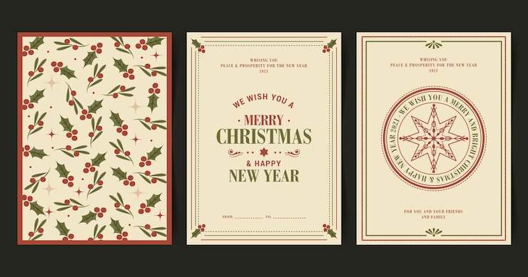 Free Vector vintage christmas cards collection