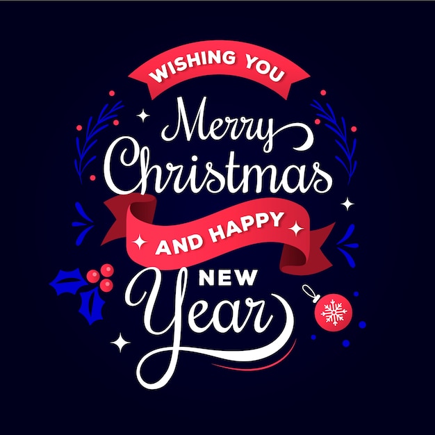 Free vector vintage christmas concept with lettering