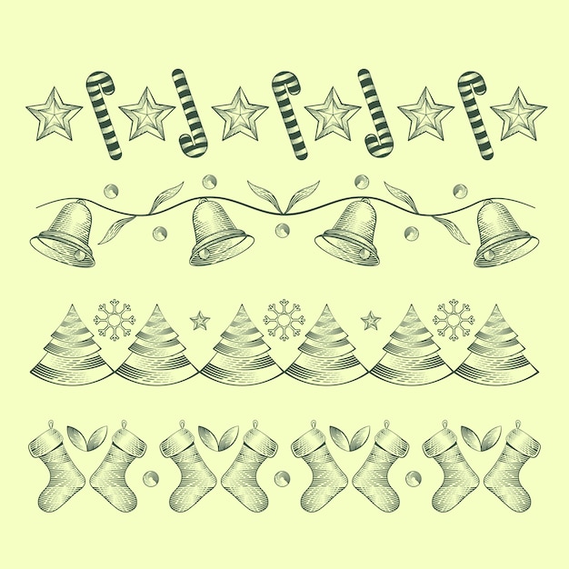 Free vector vintage christmas decoration with bells