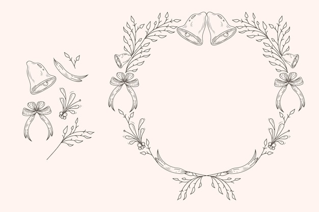 Free vector vintage christmas flower and wreath collection