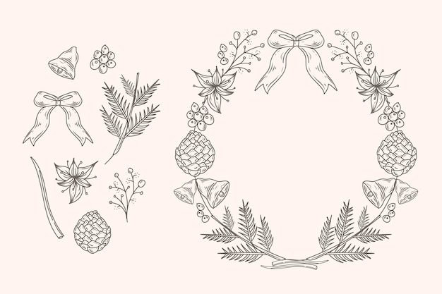 Free vector vintage christmas flower and wreath collection