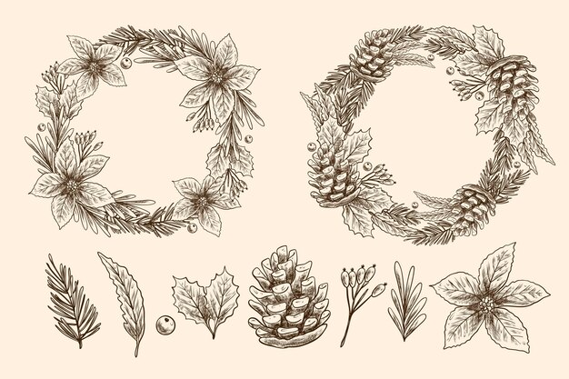 Vintage christmas flower & wreath collection