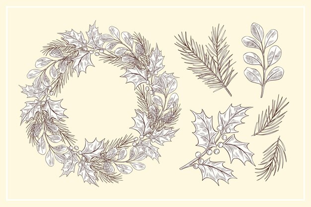 Vintage christmas flower & wreath collection