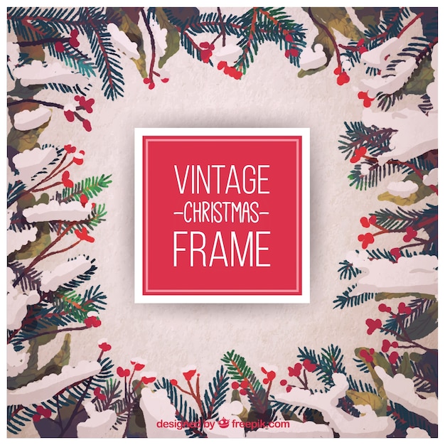 Vettore gratuito vintage cornice di natale