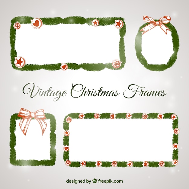 Free vector vintage christmas frames pack