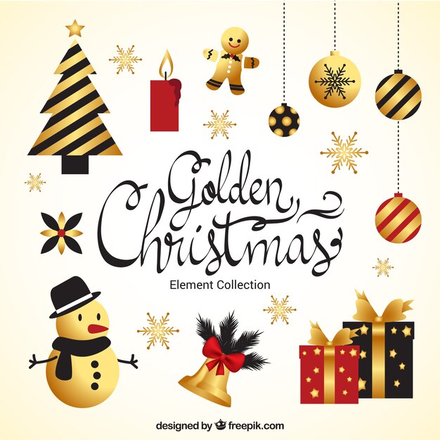 ヴィンテージクリスマス黄金の装飾品コレクション