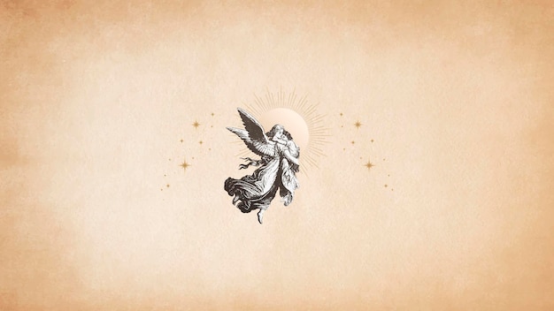 Free vector vintage christmas guardian angel from the public domain on old brown paper vector