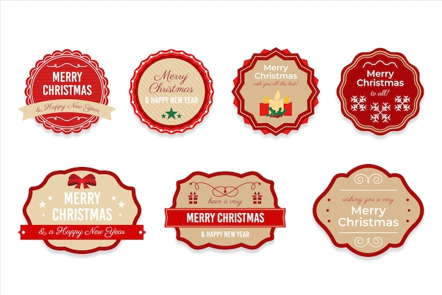 Free vector vintage christmas label collection