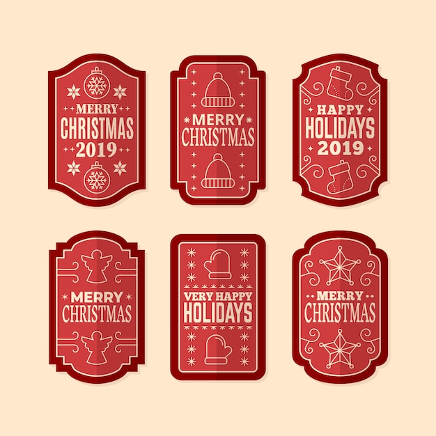 Free vector vintage christmas label collection