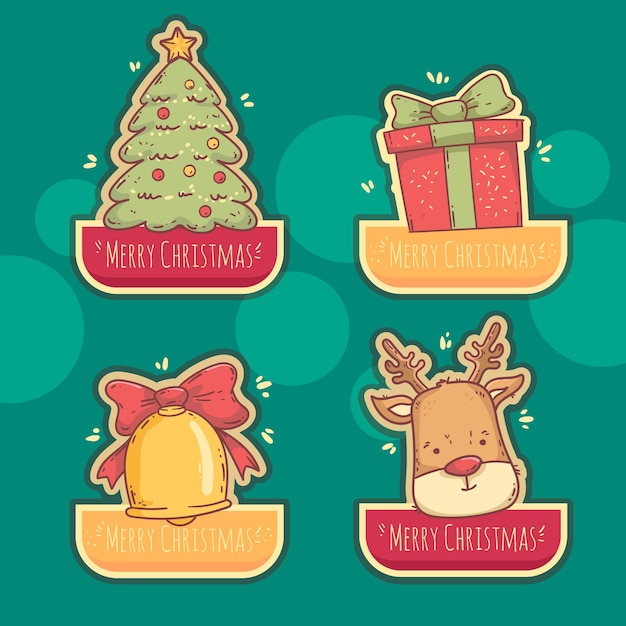 Free vector vintage christmas label collection