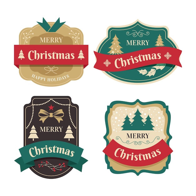 Free vector vintage christmas label collection