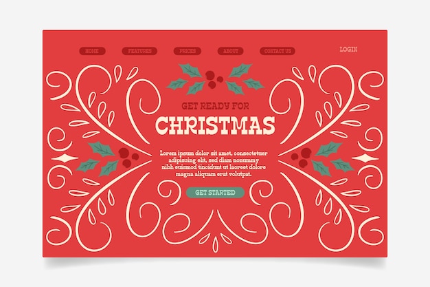 Free vector vintage christmas landing page template